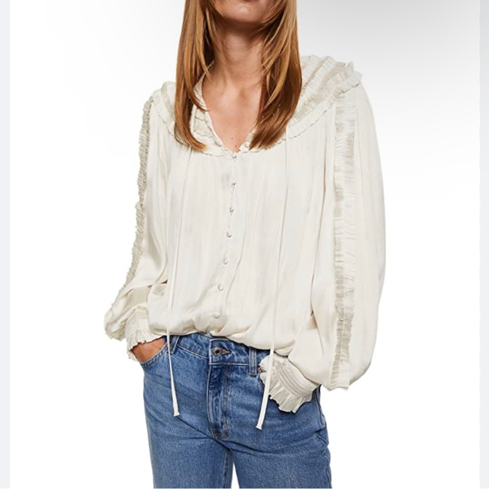Mango | Tops | Mango Ruffled Satin Blouse